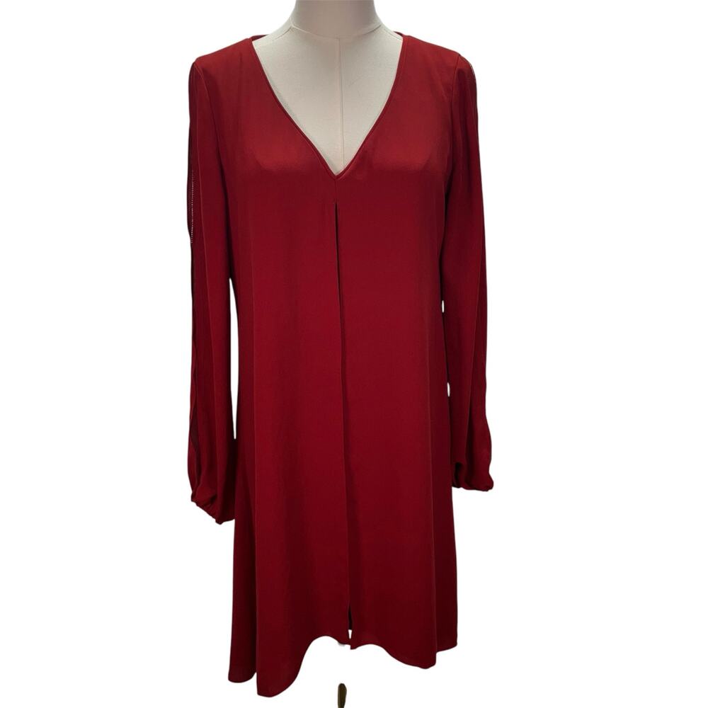 White House Black Market Red‎ Dress Womens 4 Flowy Open Sleeves Cocktail Wedding